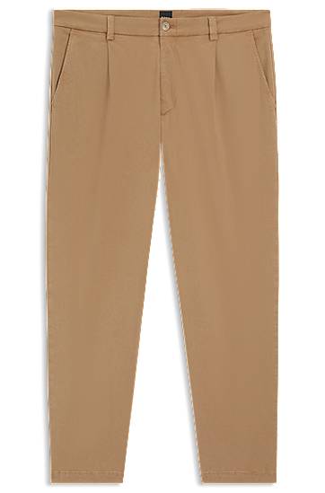 Штани BOSS Tapered-Fit Stretch Twill Trousers бежевий | 50546894