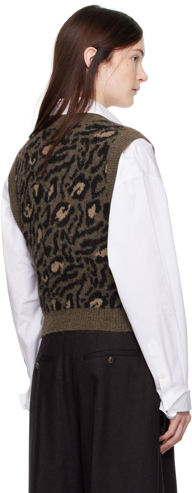 Cветр A.P.C. Léana Knitted Leopard Print Vest Зелений | WPAAO-F22325, 2