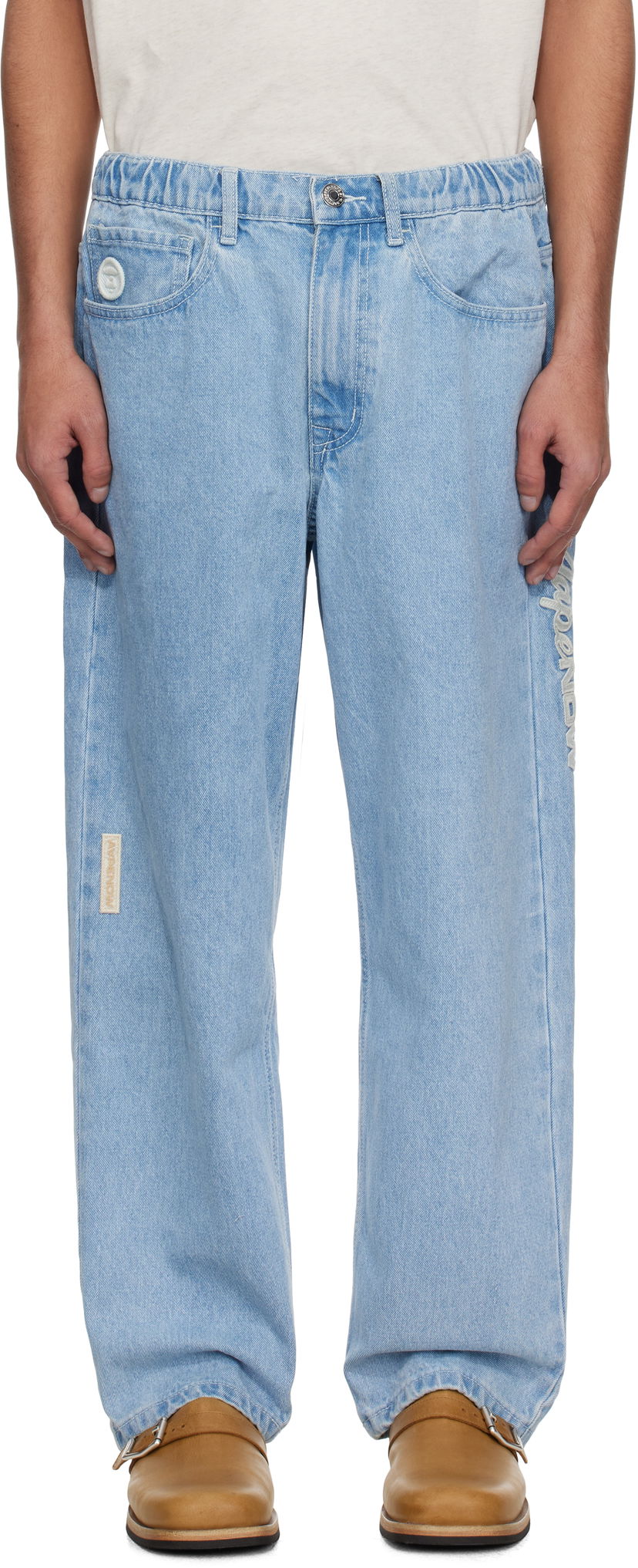 Джинси AAPE by A Bathing Ape AAPE by A Bathing Ape 'AAPE Now' Moonface Logo Jeans Синій | AAPPTMB662XBOBLL
