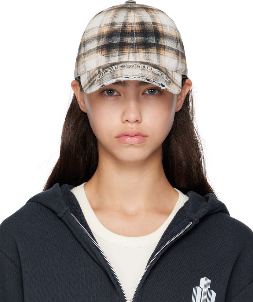 Кепка Acne Studios Acne Studios Distressed Plaid Cap бежевий | C40410-