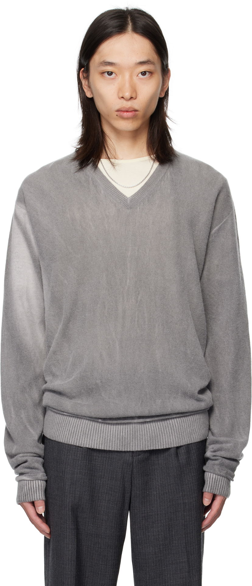 Cветр OUR LEGACY Our Legacy Parallel V-Neck Sweater Сірий | M4253PGS