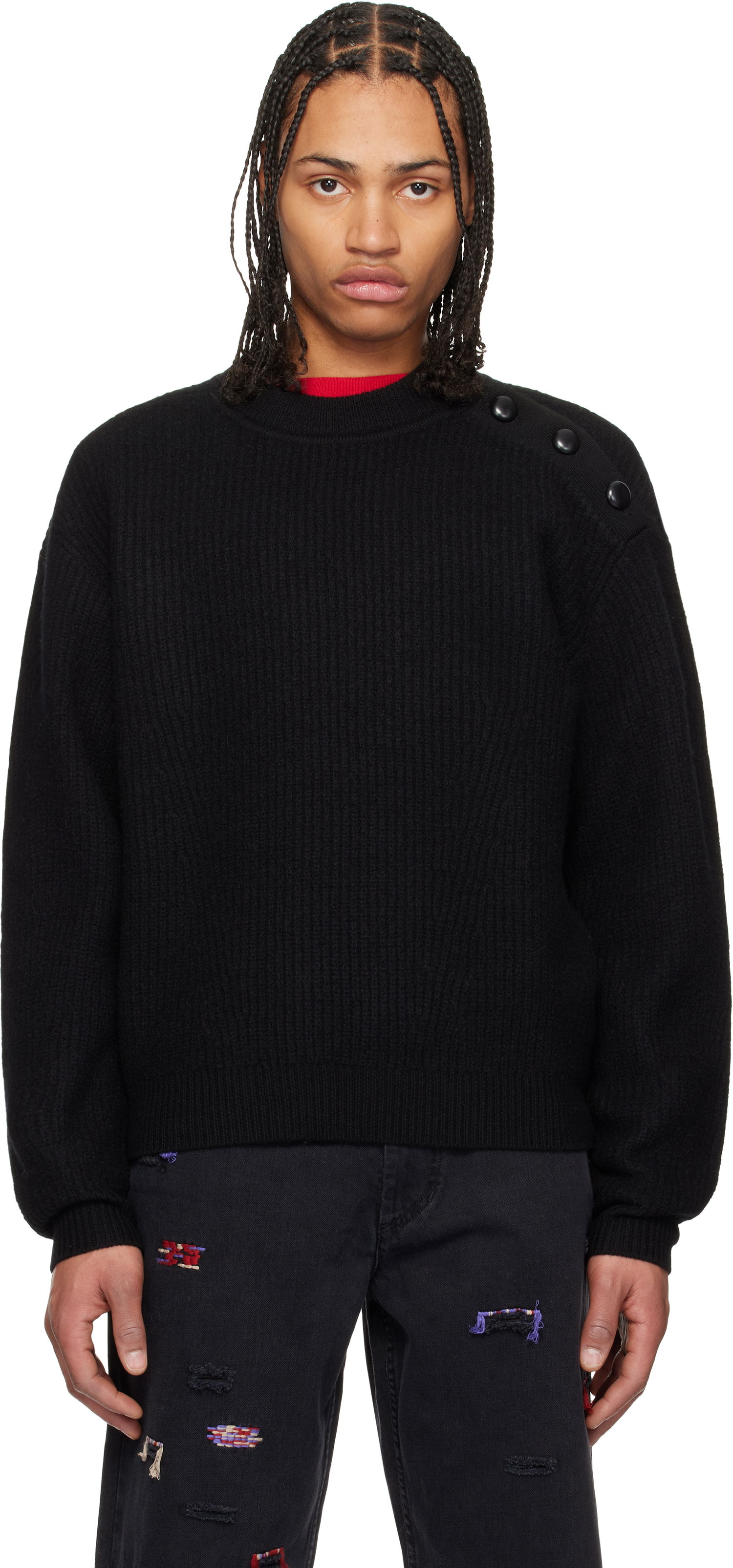 Cветр ISABEL MARANT Isabel Marant Rudel Shoulder Button Ribbed Knit Sweater чорний | 25PPU0651HA-C1L03H, 0