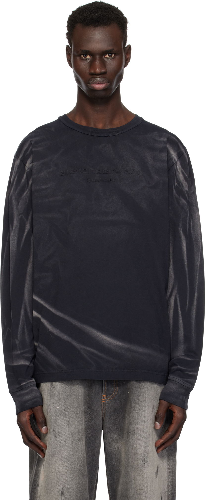 Футболка Alexander Wang Alexander Wang Crease Wash Long Sleeve T-shirt чорний | UCC1251782