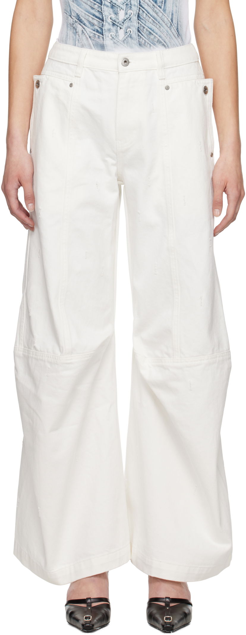 Штани карго Feng Chen Wang Feng Chen Wang Cargo Jeans білий | FWS19TR03
