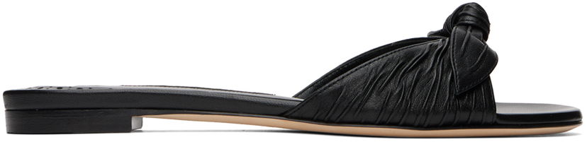 Аксесуари Manolo Blahnik Manolo Blahnik Lollo Knotted Leather Slides чорний | 224-1605