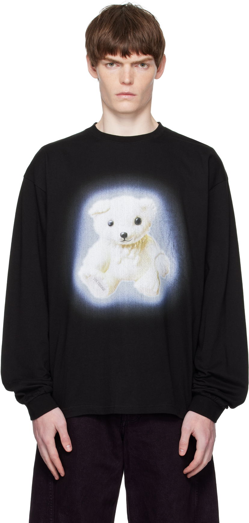 Футболка We11done We11done Glow Teddy Long Sleeve T-Shirt чорний | WD-TT2-25-775-U-BK