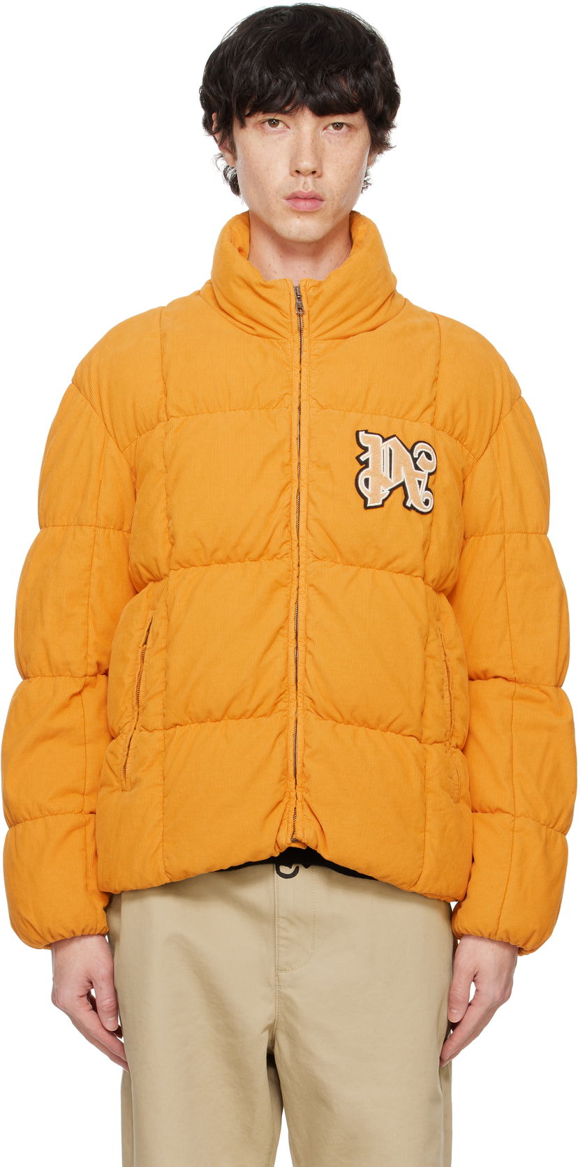 Пуховик Palm Angels Corduroy Down Jacket Помаранчевий | PMED047F24FAB0012203