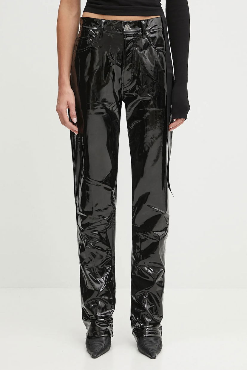 Штани Fiorucci Fiorucci Stretch Vinyl Straight Fit High Waist Pants чорний | W25PFBPA014VN02BK01