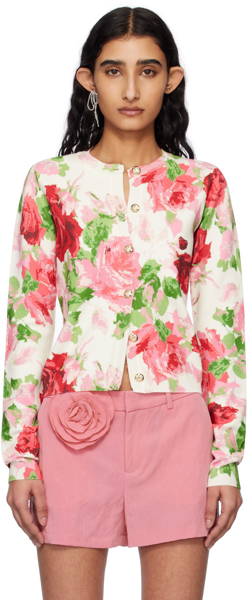 Cветр Blumarine Blumarine Peony-Print Viscose Cardigan Різнокольоровий | P522M542A