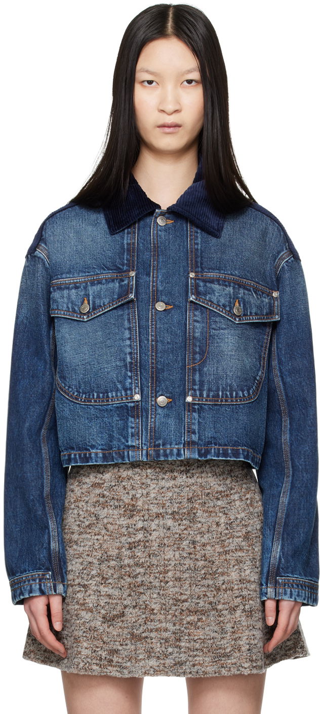 Пальто Stella McCartney Denim Jacket with Collar Синій | 6D02903SPH82