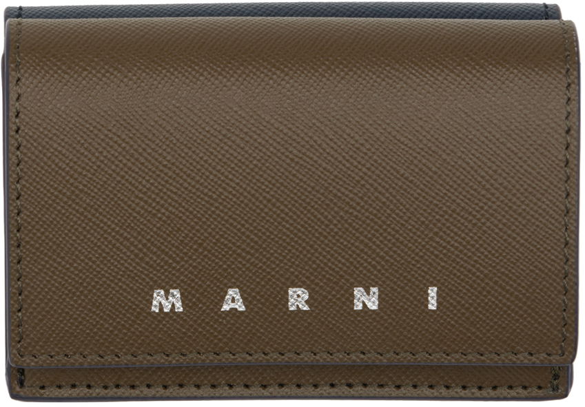 Гаманець Marni Saffiano Leather Trifold Wallet Зелений | PFMI0067U1 LV520, 0