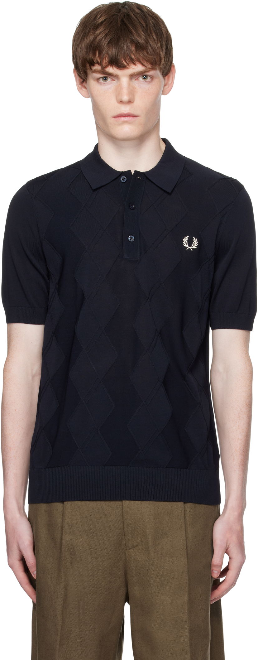 Сорочка поло Fred Perry Fred Perry Cable Knit Polo темно-синій | K9748