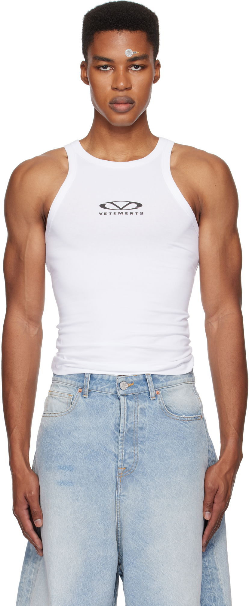 Безрукавка VETEMENTS Oval Logo Tank Top білий | UA66TO600W