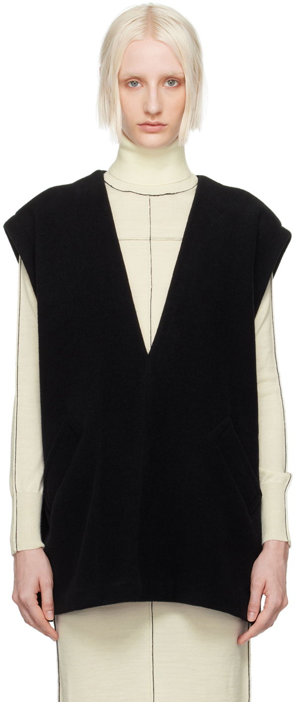 Жилет Maison Margiela MM6 Black Plunging V-Neck Vest чорний | S52NF0011 M20020