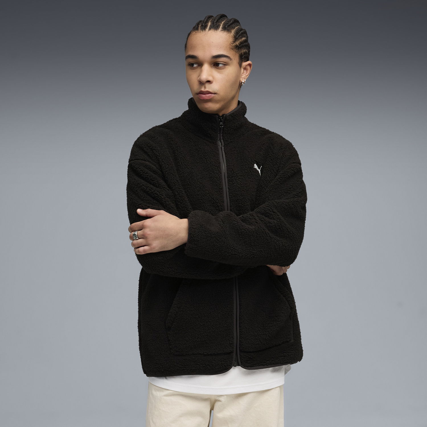 Куртка Puma Essentials Elevated Relaxed Fit Faux Shearling Full-Zip Jacket чорний | 688259_01, 0