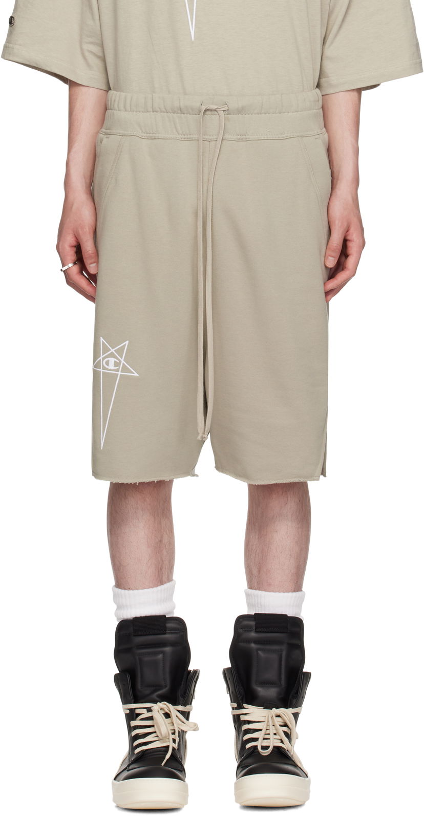 Шорти Rick Owens Rick Owens Champion Edition Beveled Pods Shorts бежевий | CM01E1688 CHFE FELPA