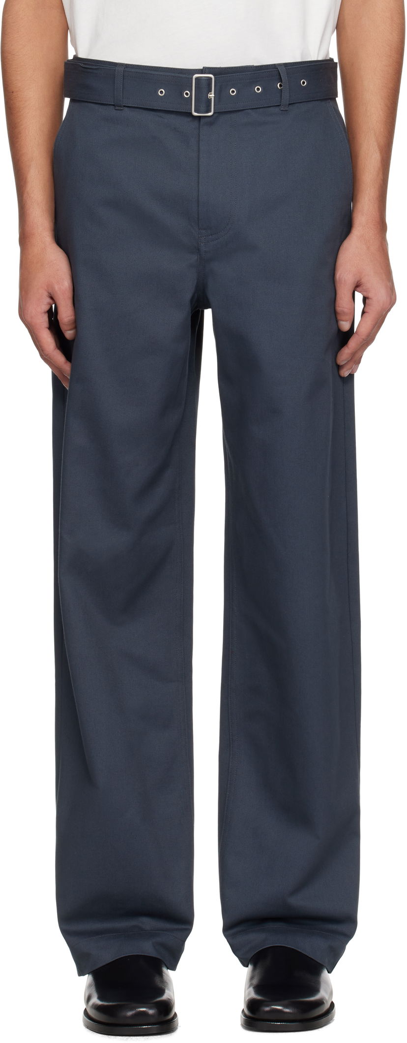 Штани MAISON KITSUNÉ Maison Kitsuné Belted Trousers Синій | OM01123WW9043