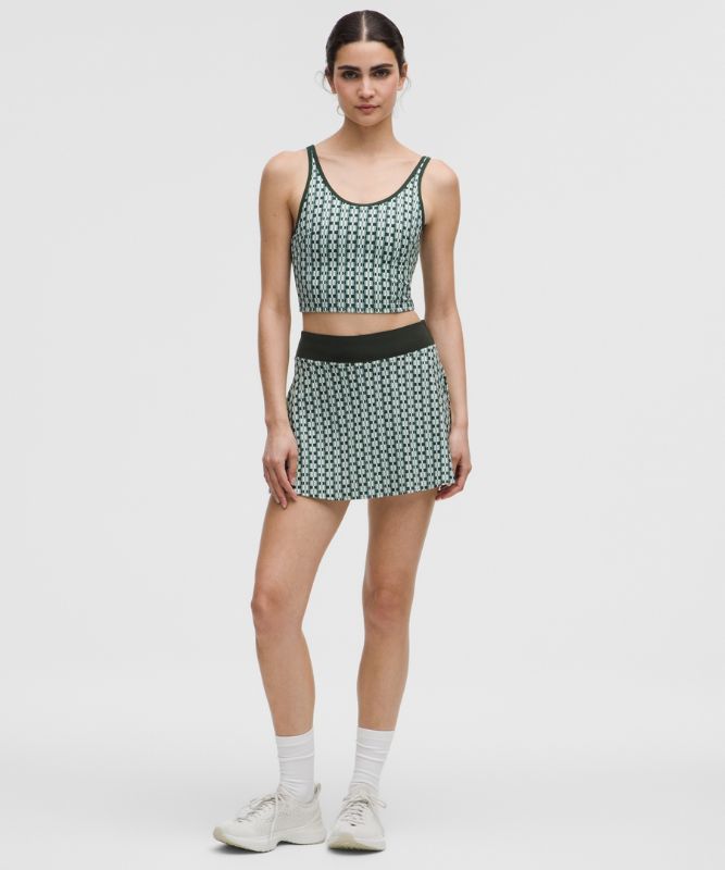 Спортивний костюм lululemon Geometric Pattern Cropped Tank Top B/C Cups Medium Support & Tennis Skirt Set Зелений | prod20002043, 1