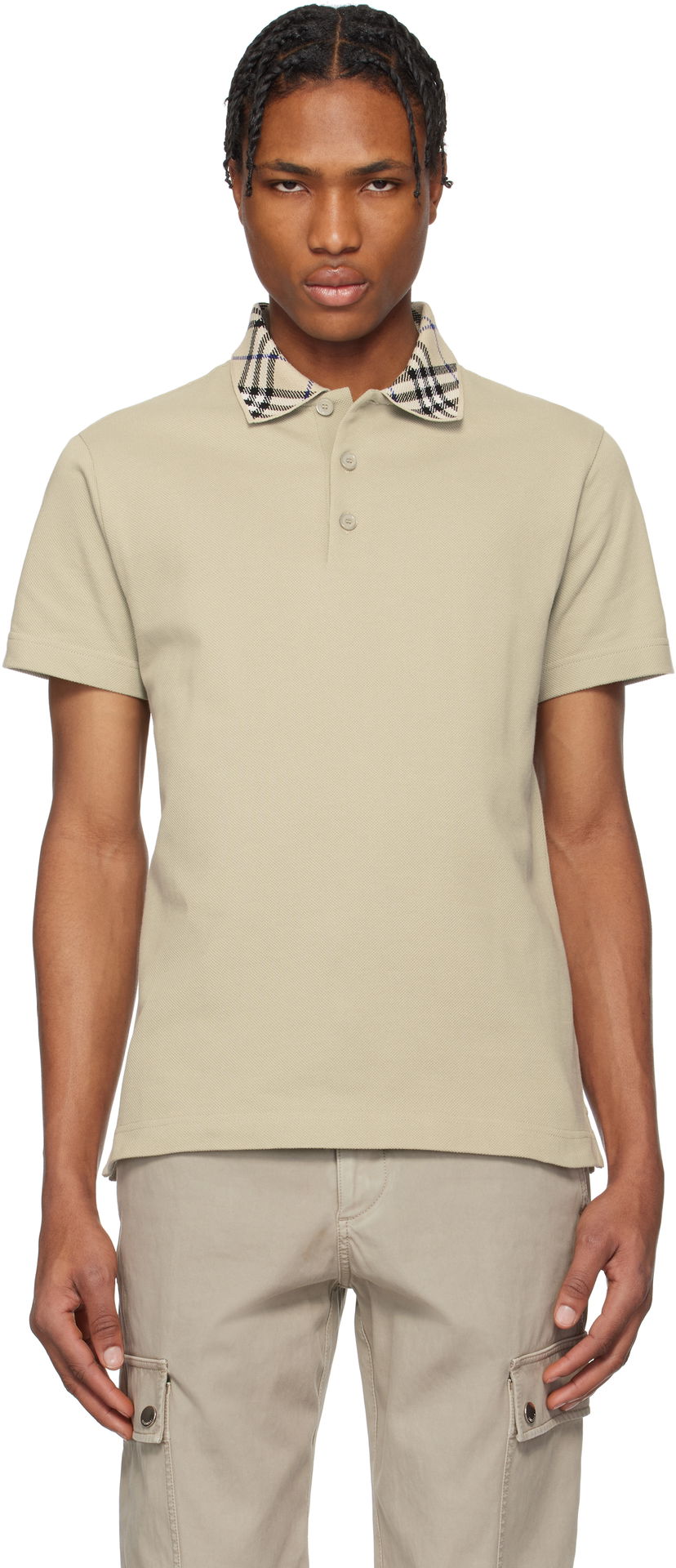 Сорочка поло Burberry Burberry Check Collar Cotton Polo бежевий | 8103866