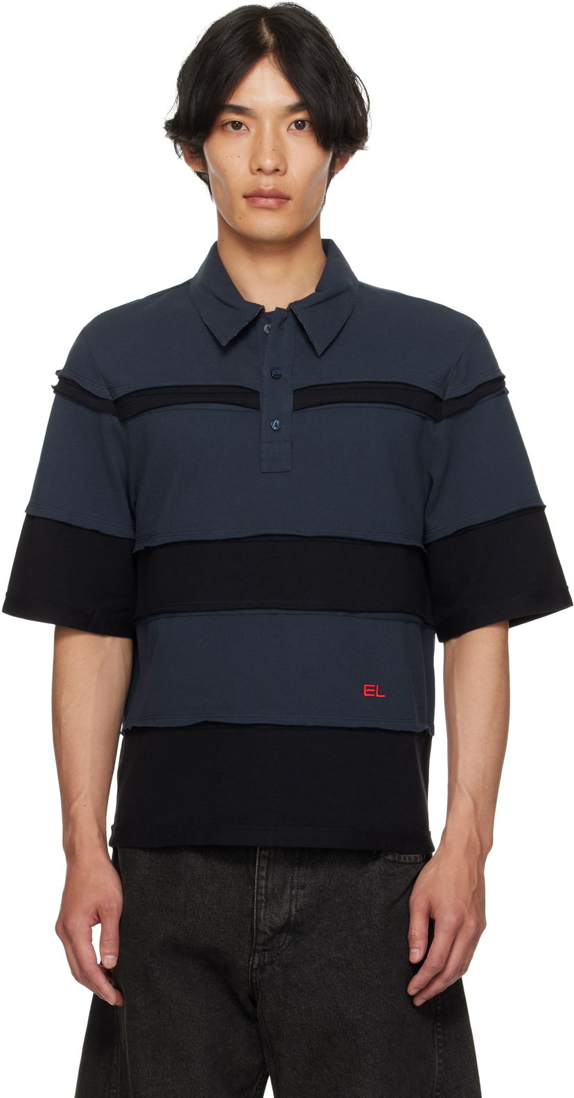 Сорочка поло Eckhaus Latta Eckhaus Latta Striated Polo темно-синій | 1401-EL-PF25-M