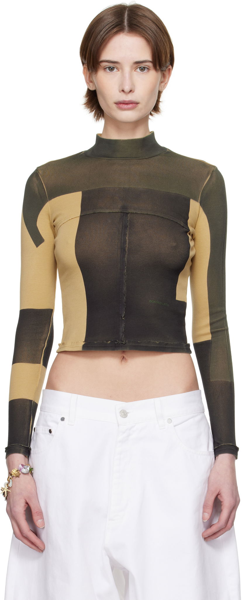 Кроп-топи Eckhaus Latta Eckhaus Latta Lapped Baby Crop Top Коричневий | 305-EL-PS25-R -