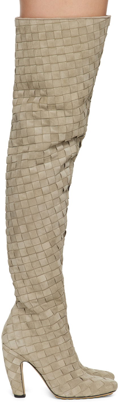 Одяг Bottega Veneta Bottega Veneta Canalazzo Suede Over-The-Knee Boots бежевий | 796555 V4JC0