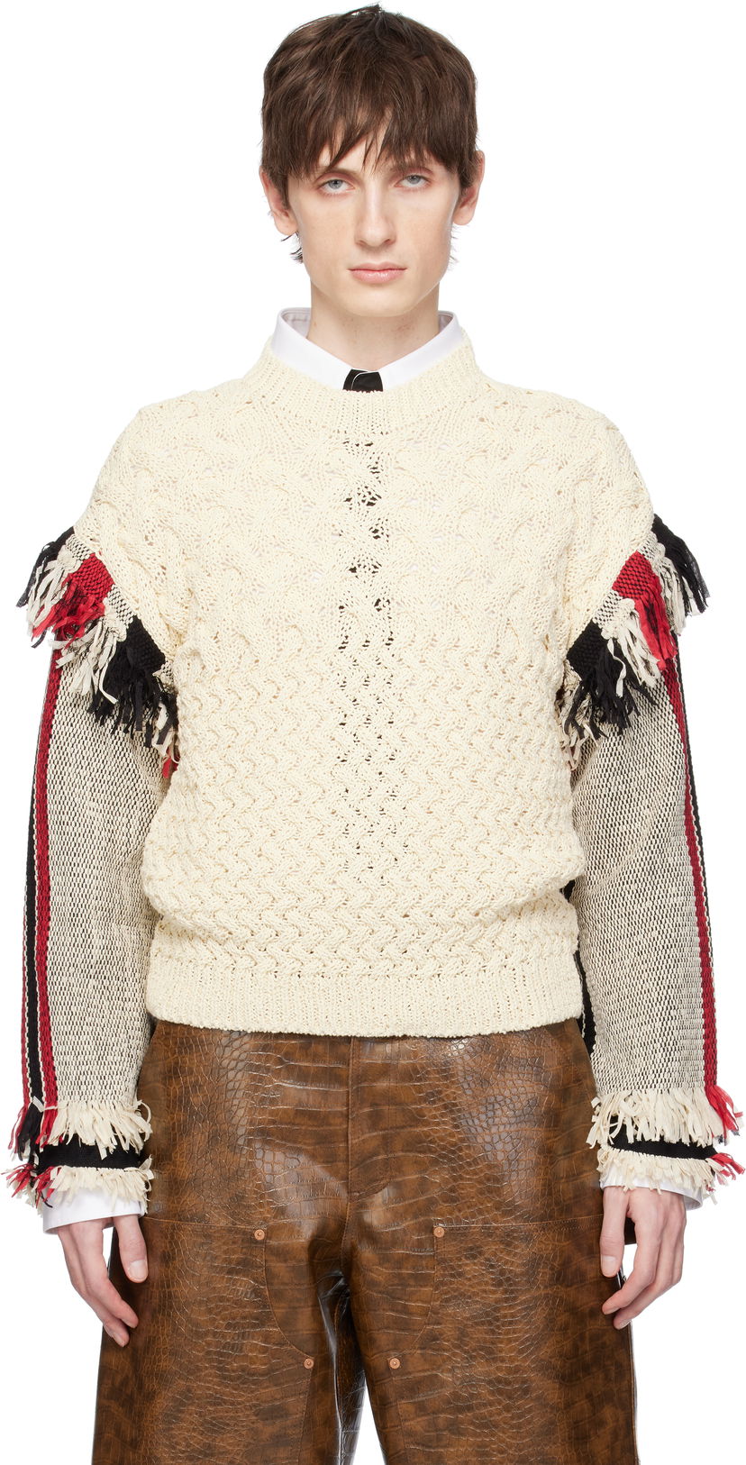 Cветр Andersson Bell Andersson Bell Tassel Sleeve Oversized Knit Sweater білий | atb1258u