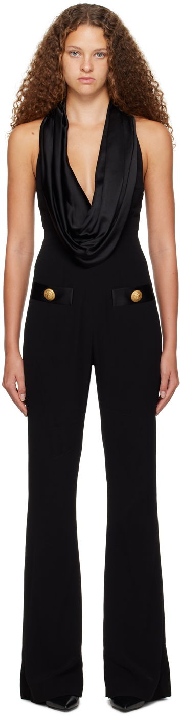 Комбінезон Balmain Black Cowl Neck Jumpsuit чорний | BF1PW090MB01