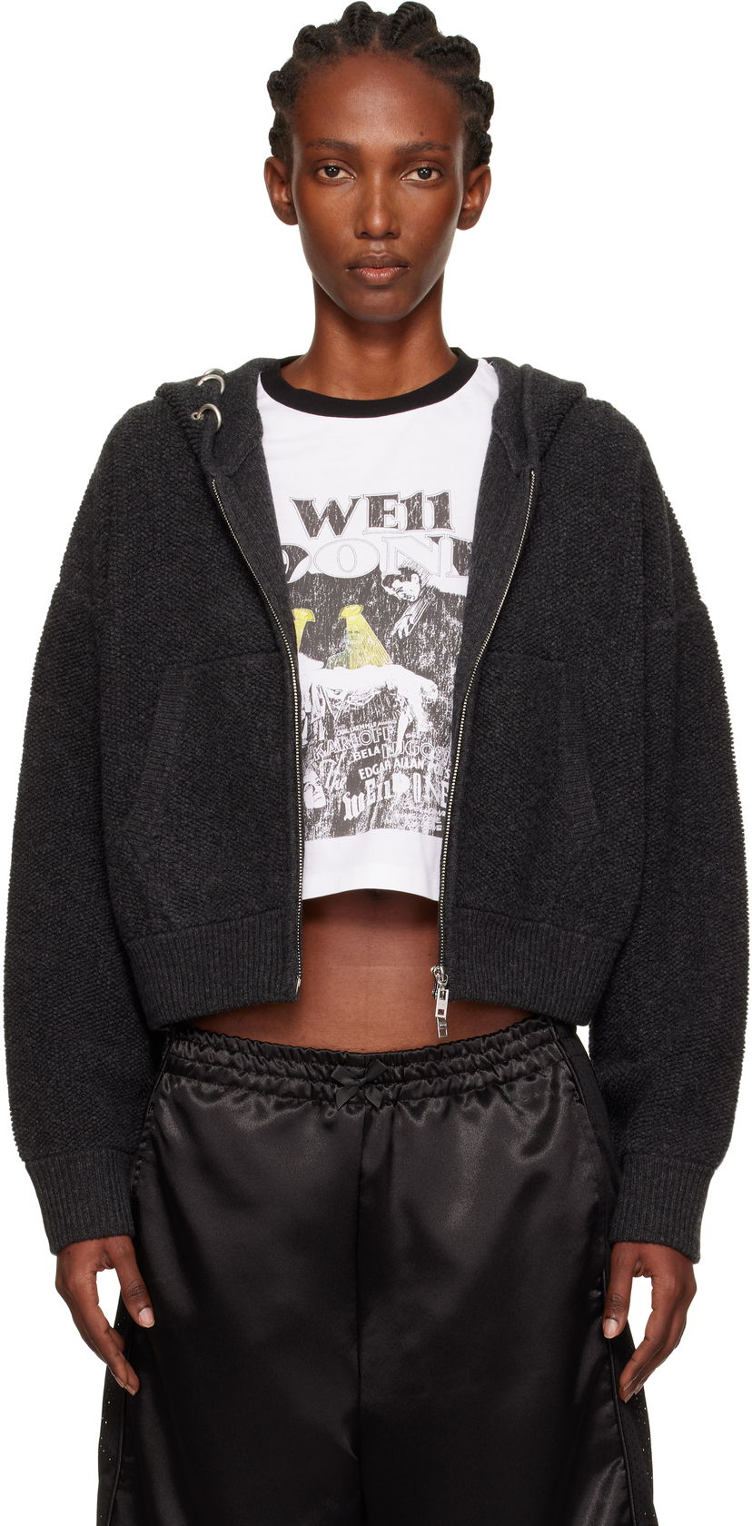 Світшоти We11done We11done Cashmere Knit Zip-Up Hoodie Сірий | WD-KJ2-25-641-W-CH
