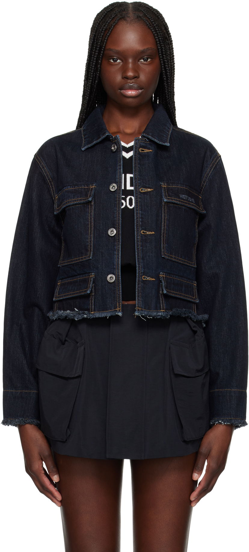 Куртка We11done We11done Cropped Denim Jacket Синій | WD-DJ1-25-301-W-BL
