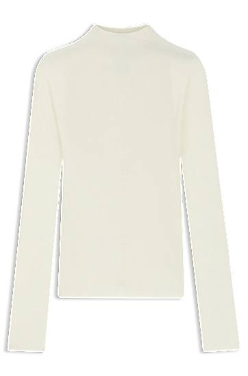 Cветр BOSS Mock-neck sweater in merino wool with mixed ribbing бежевий | 50549166, 0