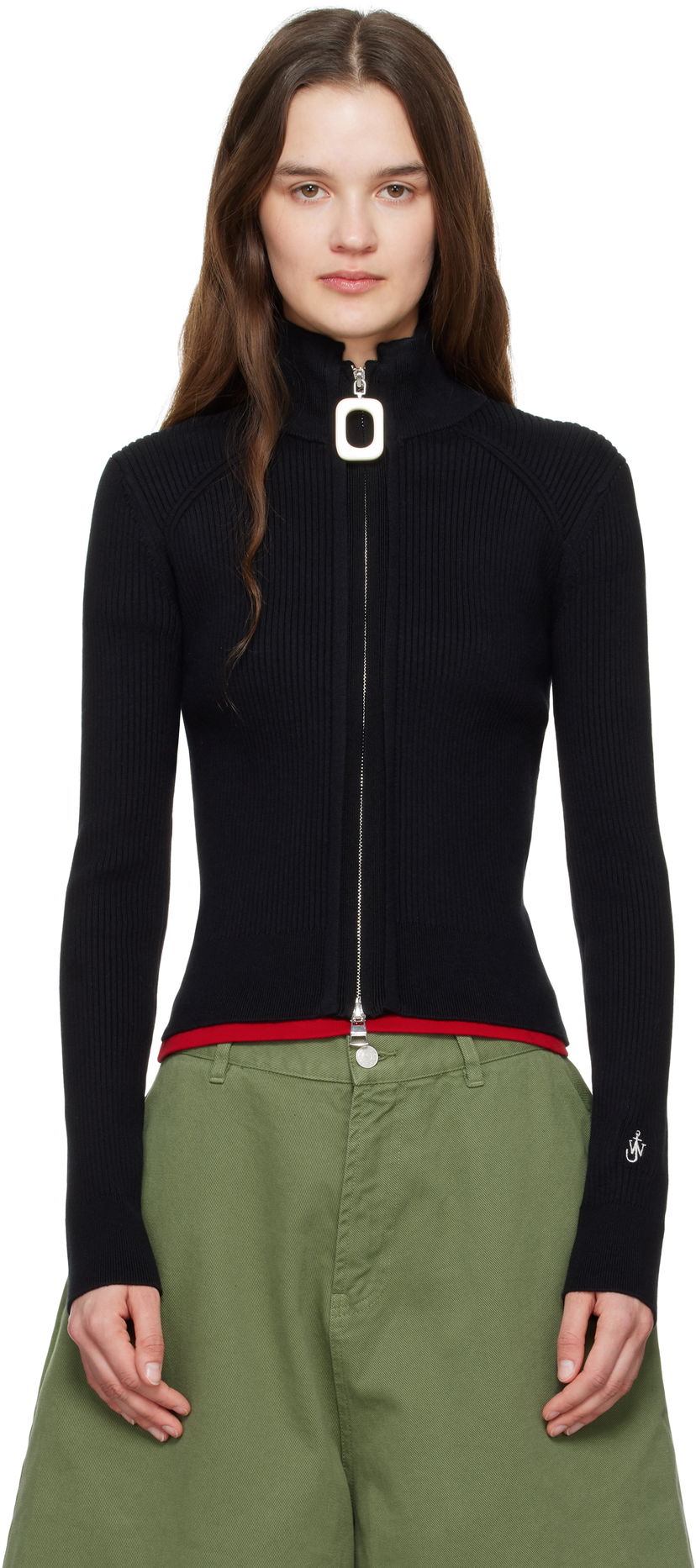 Cветр JW Anderson JW Anderson Fitted Zip-Up Sweater чорний | KW1353-YN0398