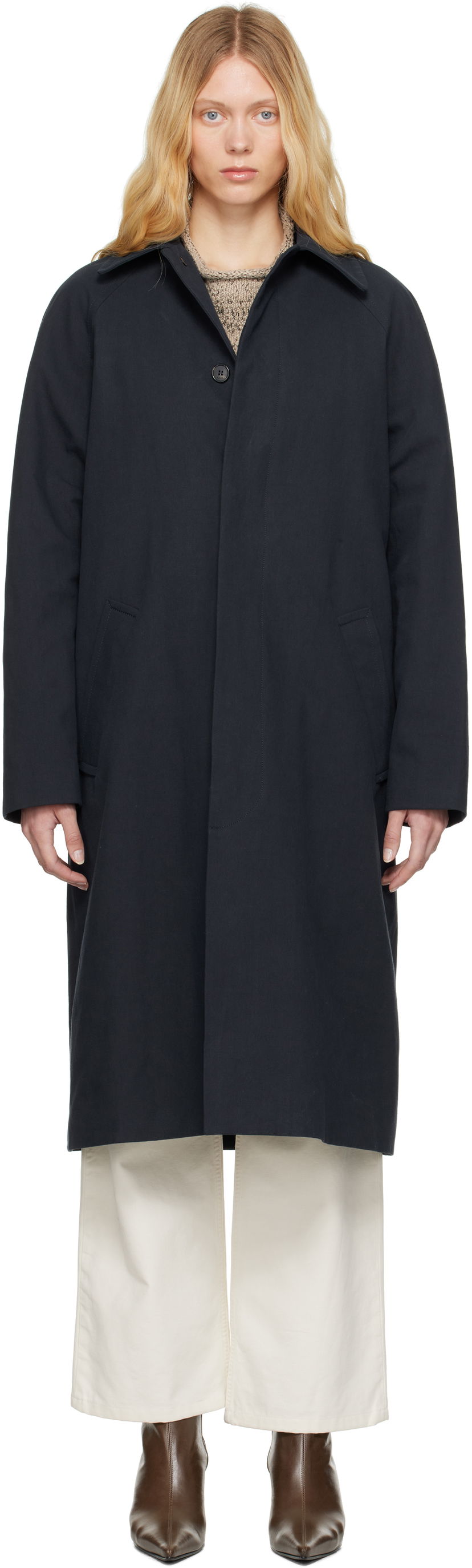 Тренчкот A.P.C. A.P.C. Eduoard Mac Trench Coat темно-синій | COGXT-M01549