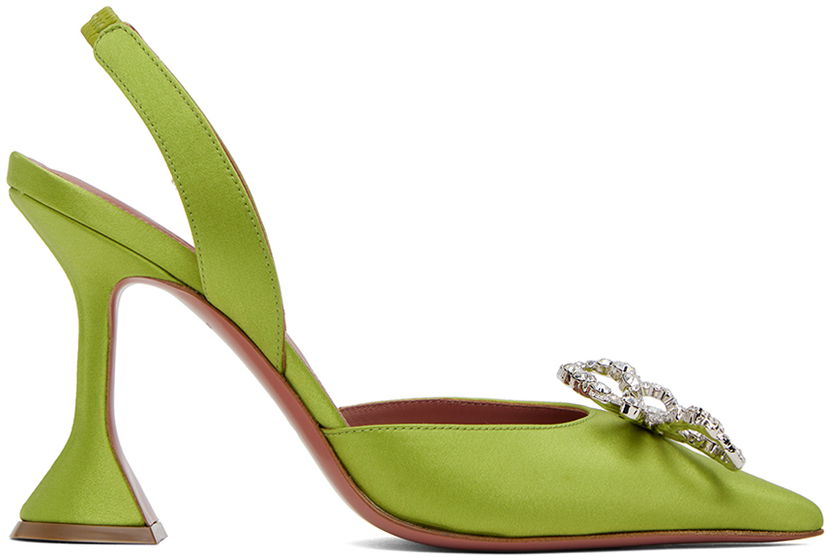 Кросівки та взуття Amina Muaddi Sling 95 Satin Heels Зелений | ROSIE SLING CL SATIN