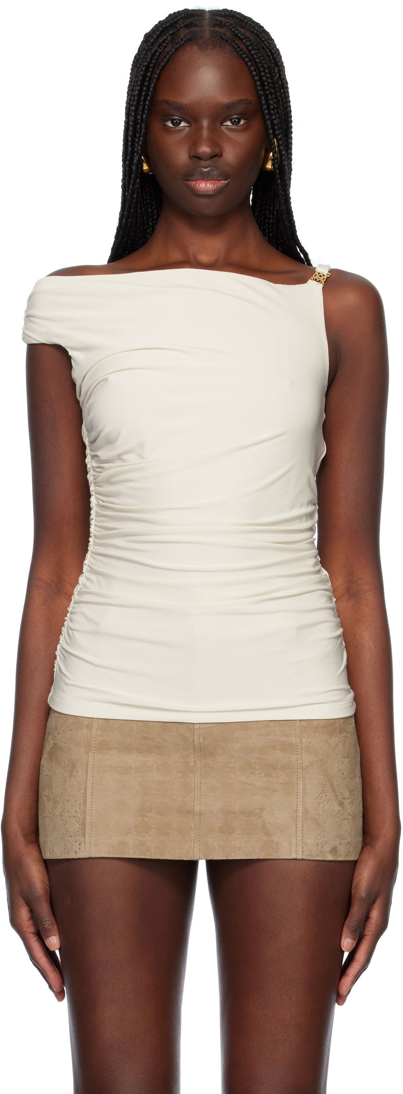 Безрукавка AMIRI AMIRI Off-The-Shoulder Ruched Top білий | AWTPTT1014
