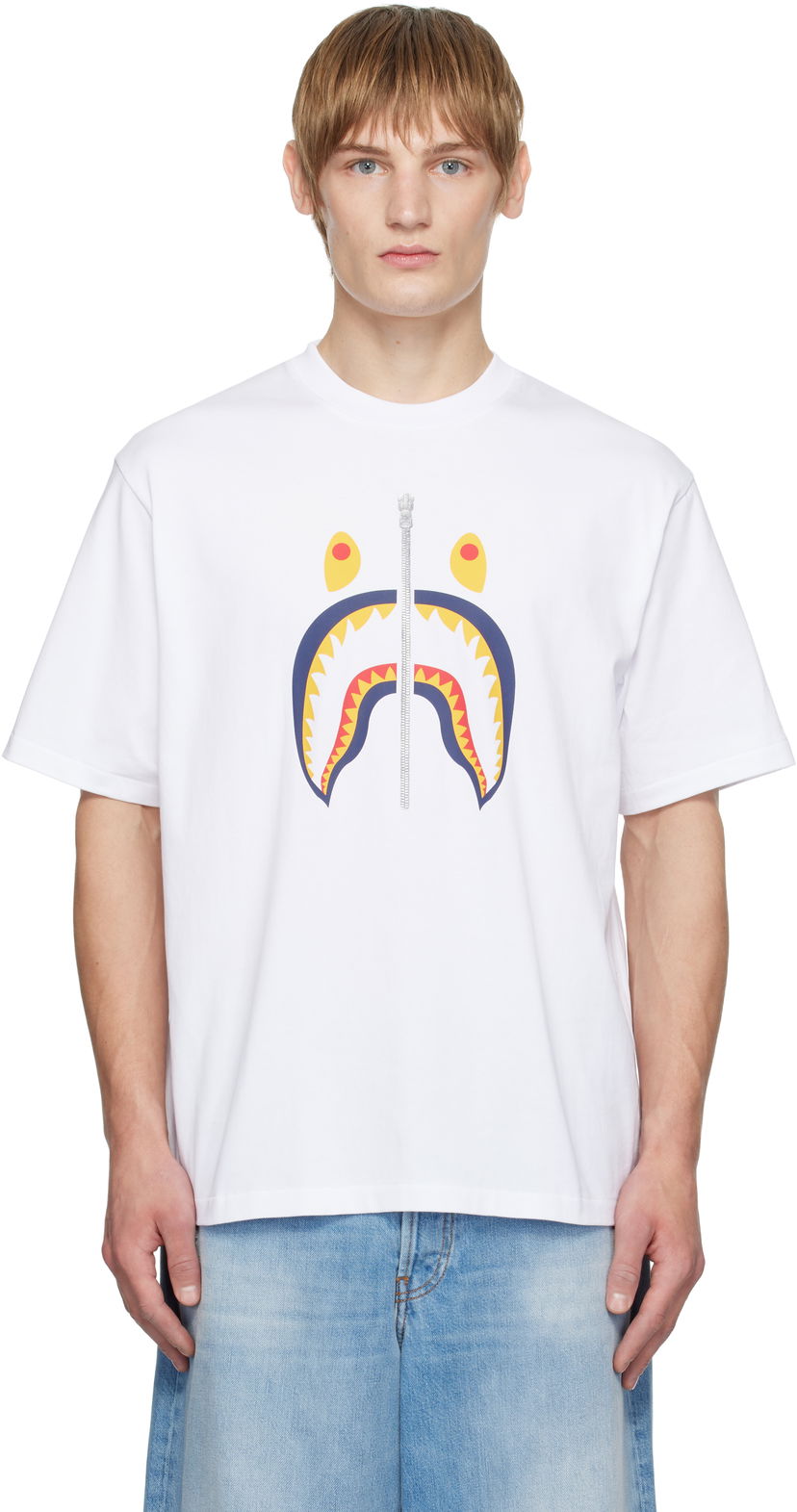 Футболка BAPE Shark Graphic T-Shirt білий | 001TEK701301M