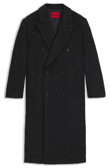 Пальто BOSS Double-breasted relaxed-fit coat with wool and alpaca чорний | 50549270, 0
