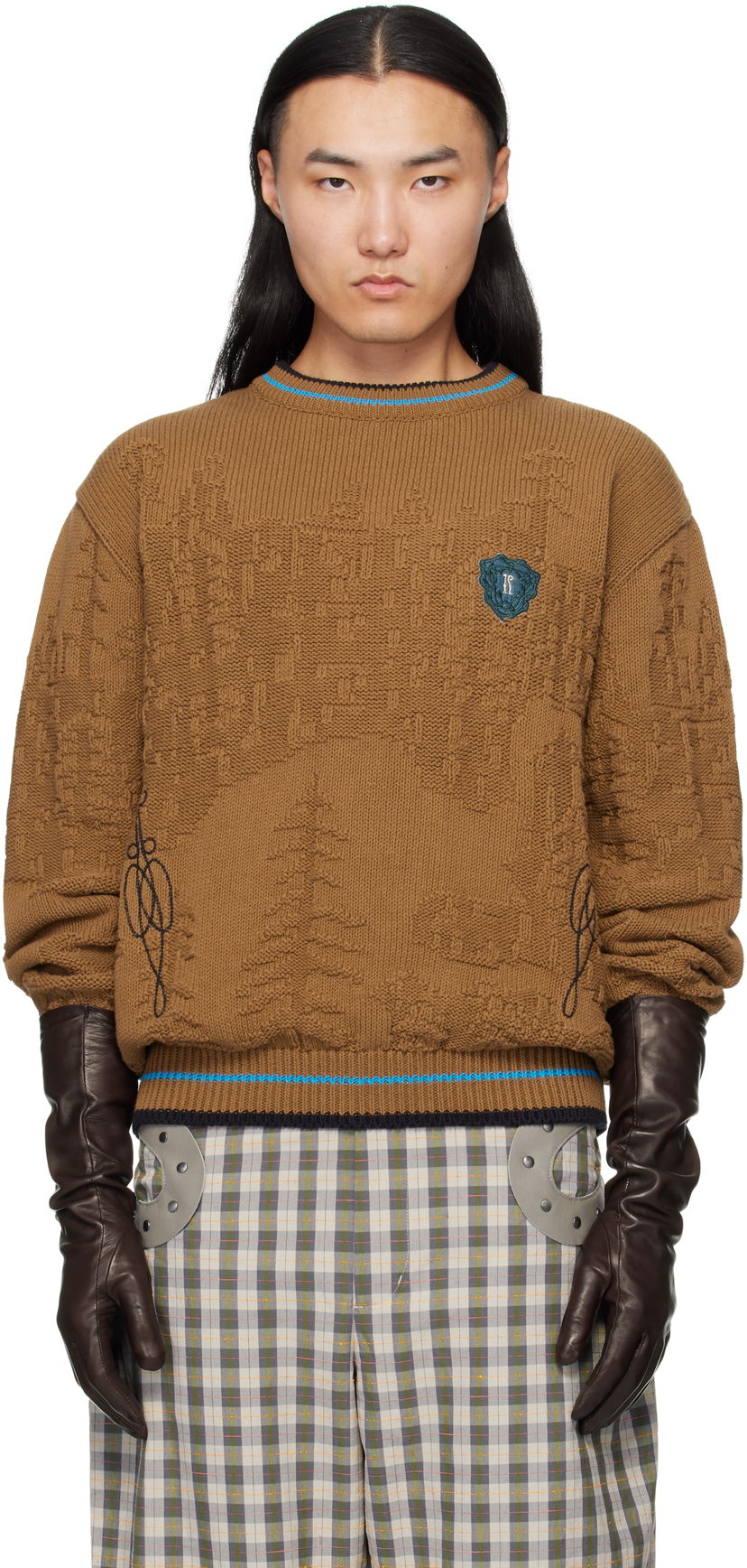 Cветр KIKO KOSTADINOV Fitz Textured Knit Crewneck Sweater Коричневий | KKAW25KN03-95