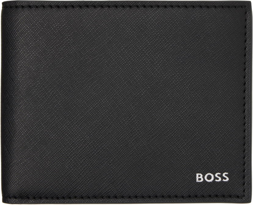 Гаманець BOSS Leather Trifold Wallet чорний | 50536727