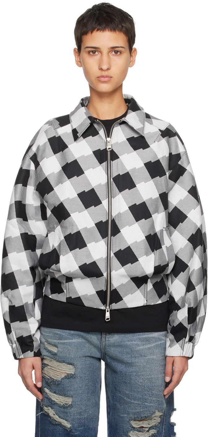 Куртка бомбер ADER ERROR Check Print Zip-Up Jacket чорний | BMADFWJK1001WH