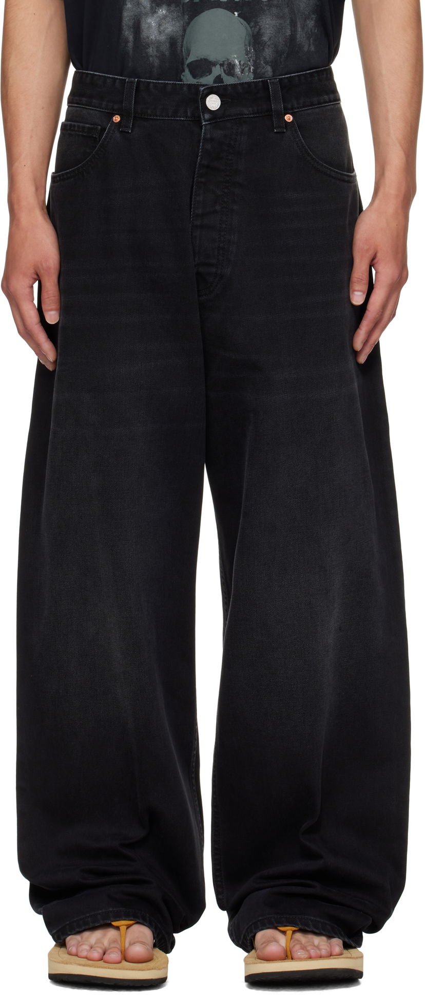 Джинси VETEMENTS Vetements Anarchy Reworked Wide-Leg Jeans чорний | UH76DP110B2