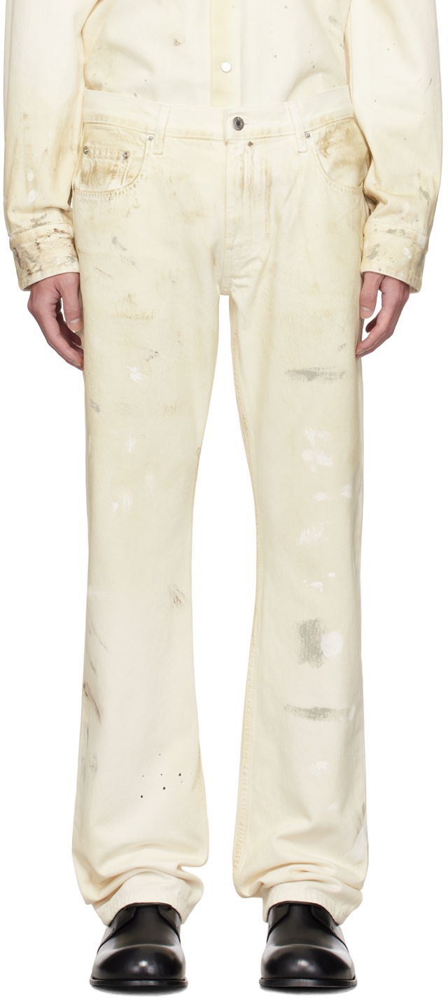 Джинси Helmut Lang Helmut Lang Low-Rise Painted Jeans бежевий | O05DM201