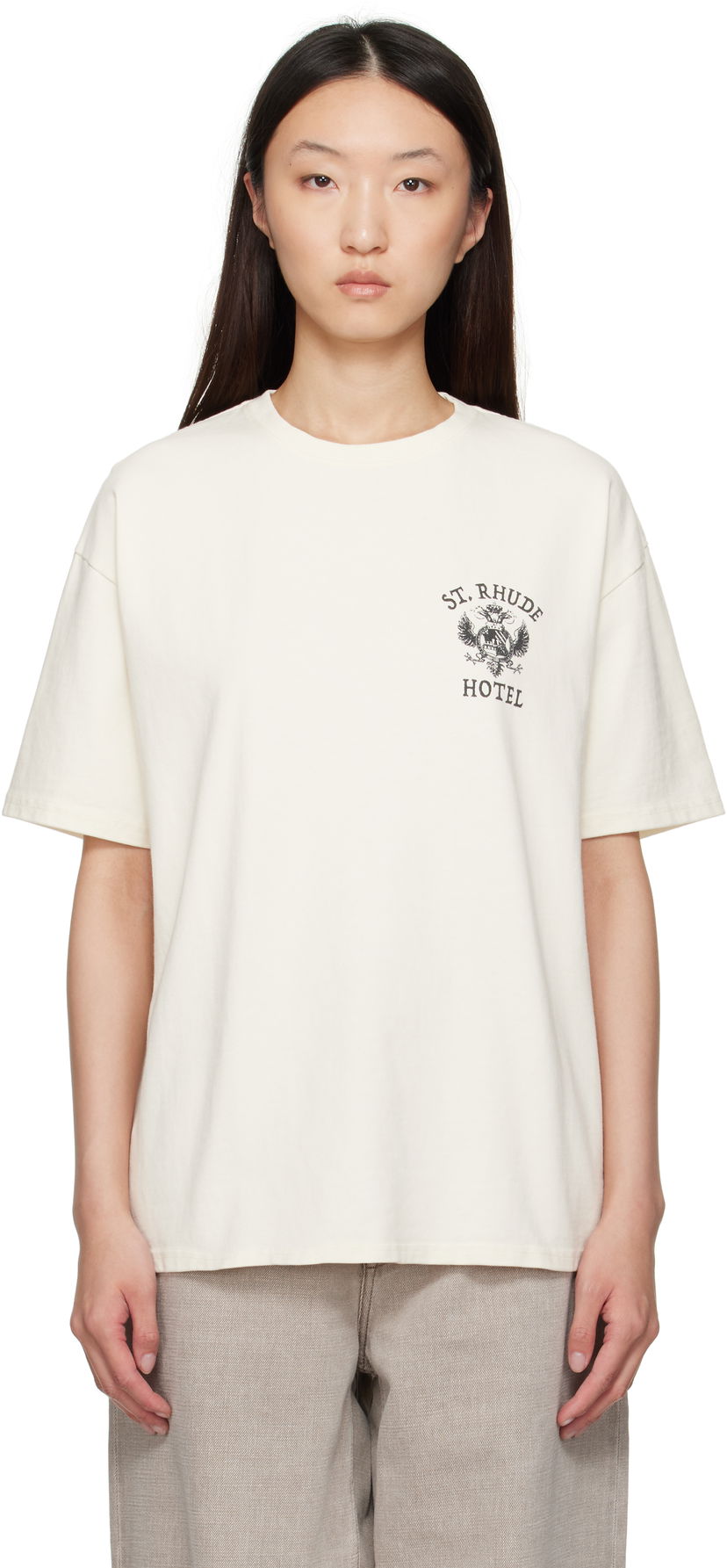 Футболка Rhude Rhude 'St. Rhude' Seal Graphic T-Shirt білий | RHPF25TT01012