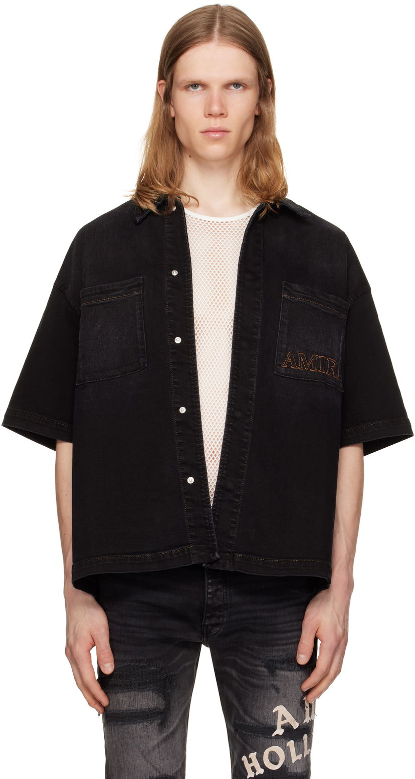 Сорочка AMIRI AMIRI 3D Short Sleeve Snap Denim Shirt чорний | AMDNIR1041