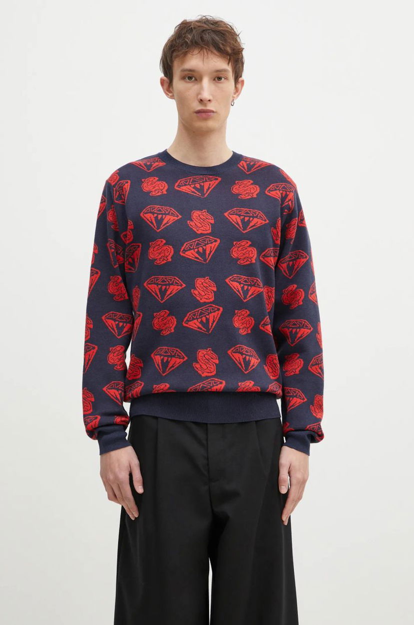 Cветр BILLIONAIRE BOYS CLUB Diamonds & Dollars Knitted Jumper Синій | B24223