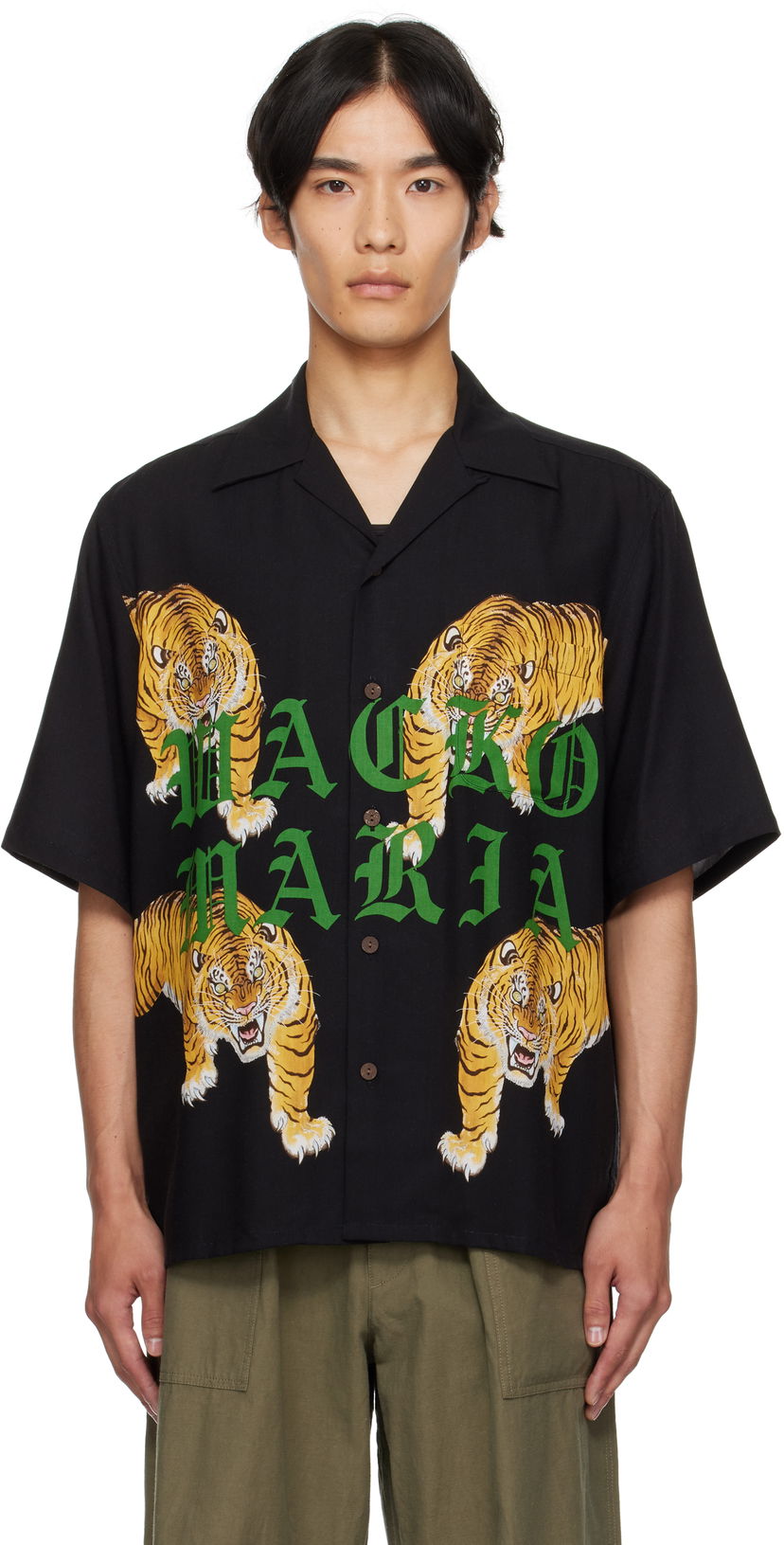 Сорочка WACKO MARIA WACKO MARIA Tim Lehi Tiger Print Shirt чорний | 25SS-WMS-HI07