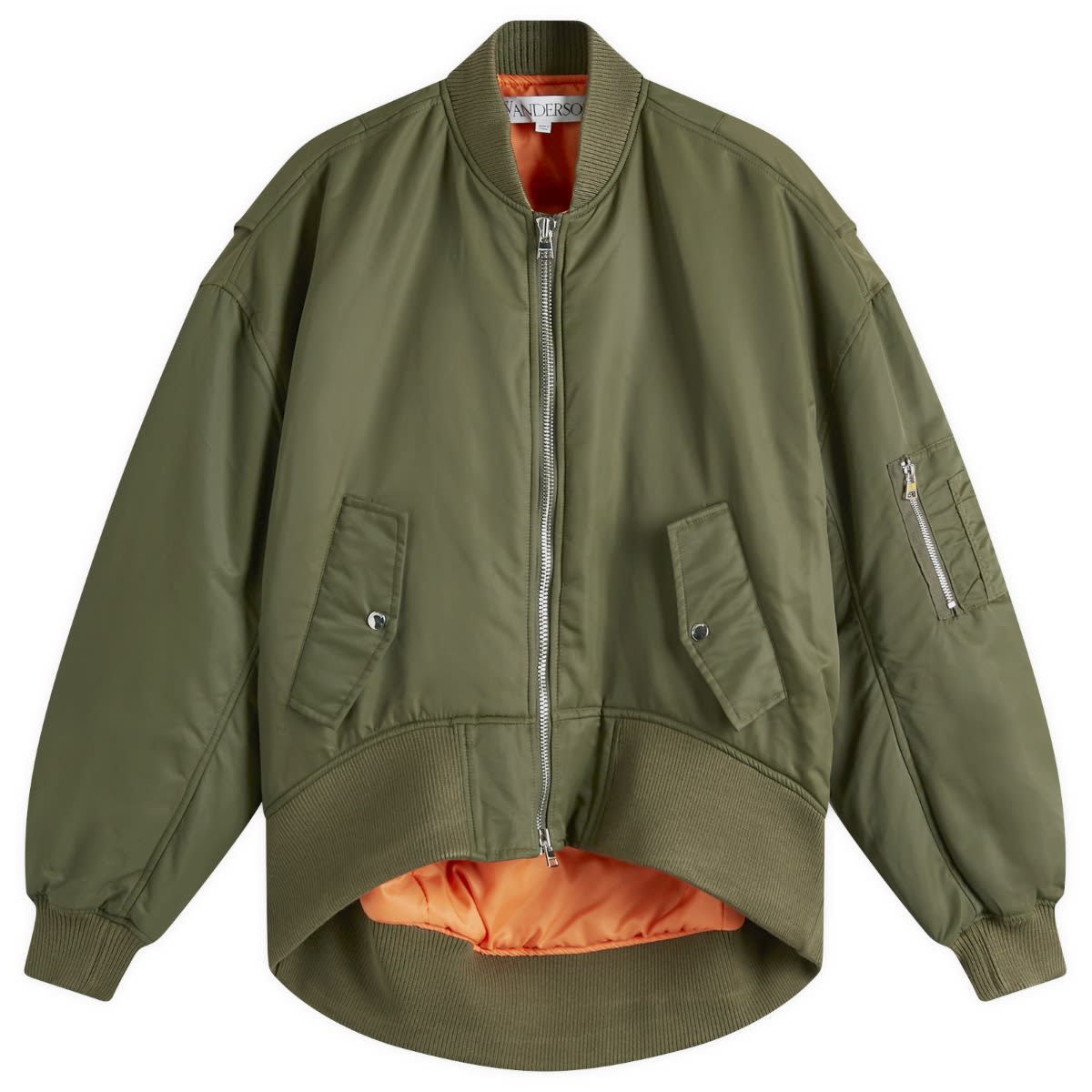 Куртка бомбер JW Anderson JW Anderson Oversized Curved Hem Bomber Jacket Зелений | JK0357-PG1696-595, 0