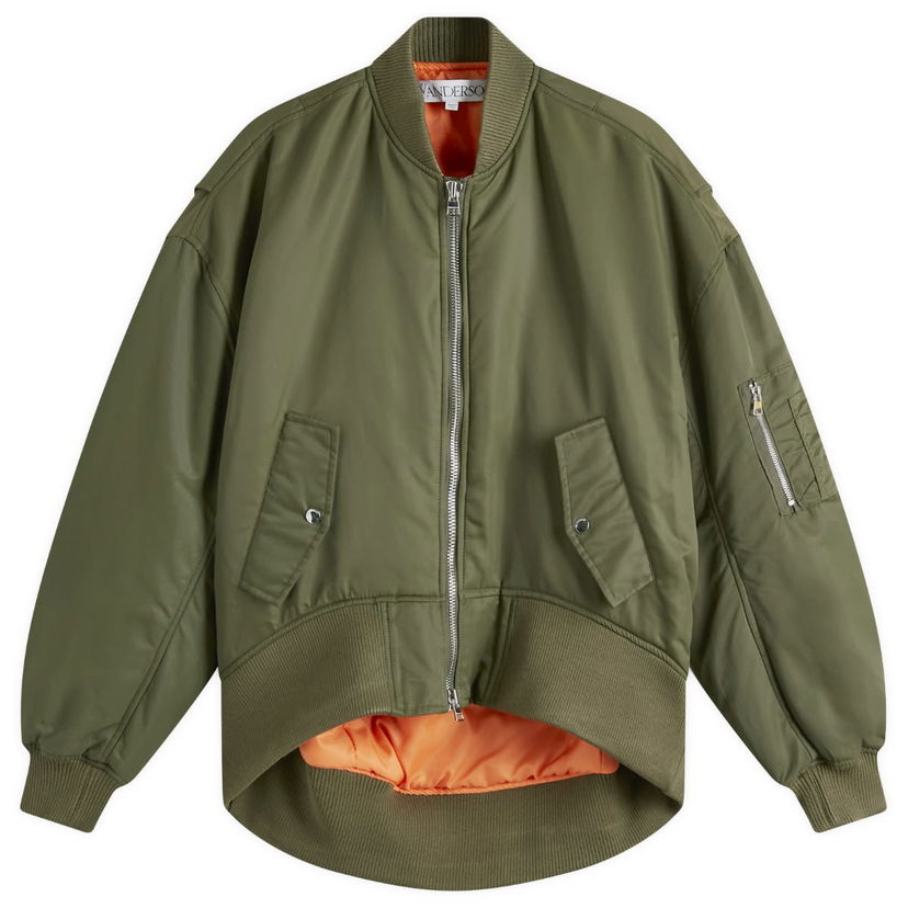 Куртка бомбер JW Anderson JW Anderson Oversized Curved Hem Bomber Jacket Зелений | JK0357-PG1696-595