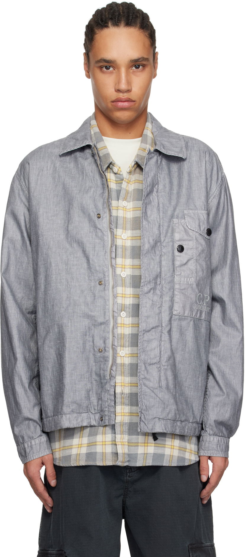 Вітровка C.P. Company C.P. Company Lino Wax Overshirt Сірий | 18CMOS203A-006284G