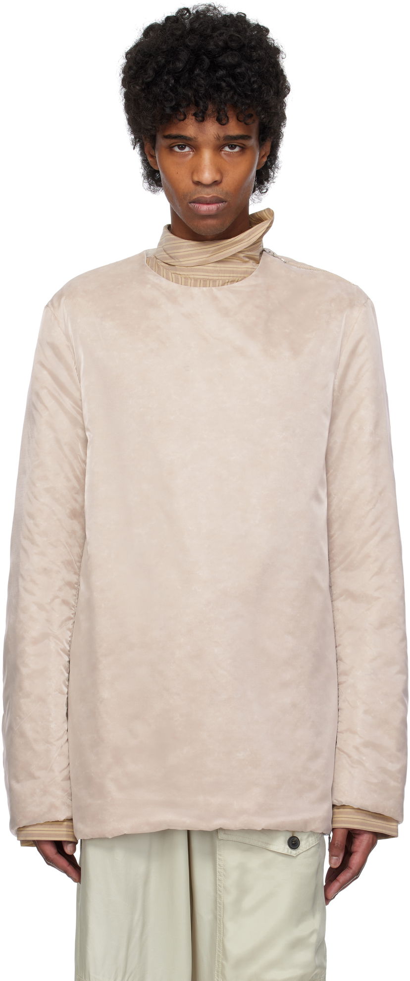 Cветр Dries Van Noten Dries Van Noten Organza Long Sleeve Top бежевий | 251-020746-1256